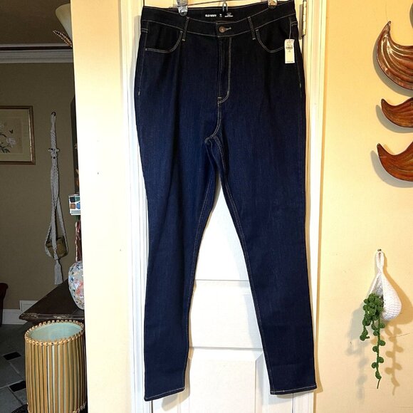 Old Navy Wow Skinny Jeans 16 Tall Dark Wash High Rise Stretch NWT - Picture 2 of 10